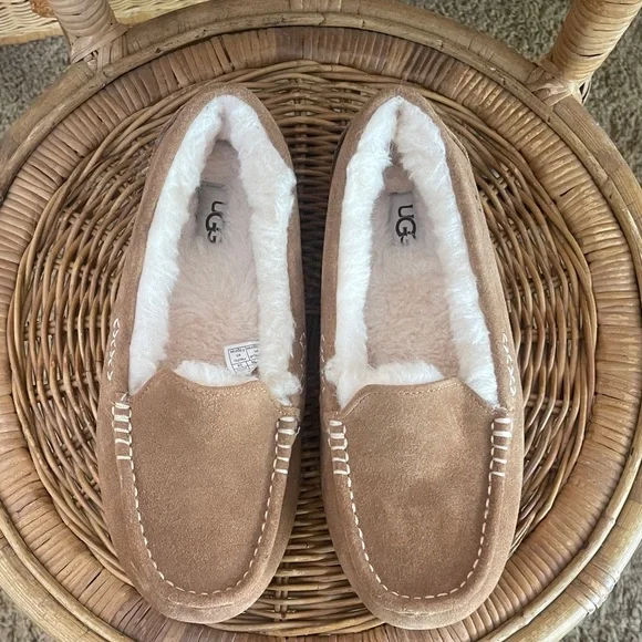 UGG Tan Suede Ansley Moccasin Slippers - Picture 3 of 6